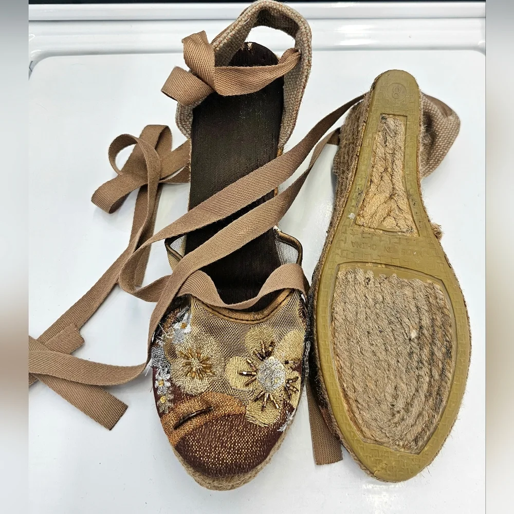 Montego Bay Espadrilles women's size 8 sequence cottagecore metallic wedges